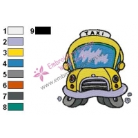 Cartoon Taxi Embroidery Design